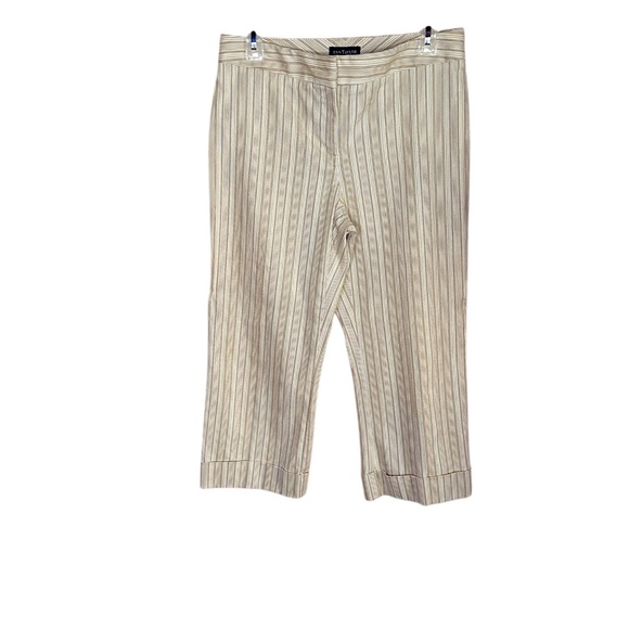 Ann Taylor Striped Beige Cropped Pants Size 4 - Picture 1 of 3